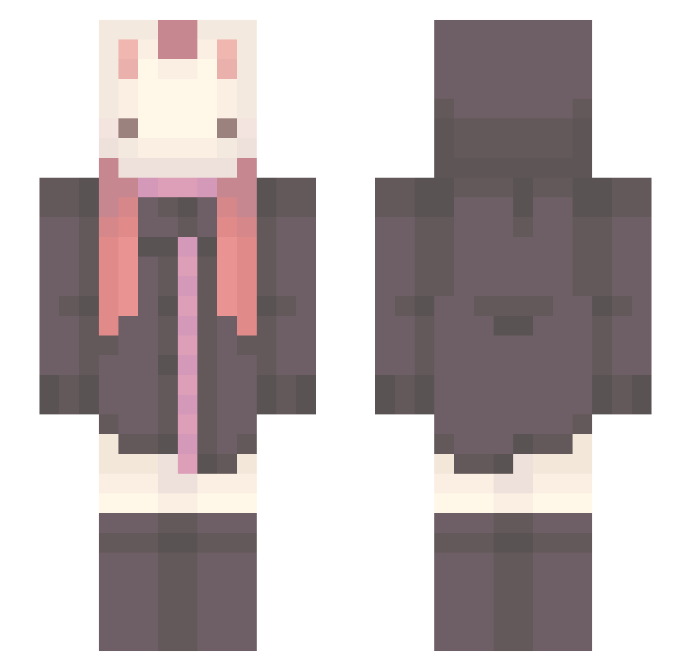 Dormrom Minecraft skin, front and back view