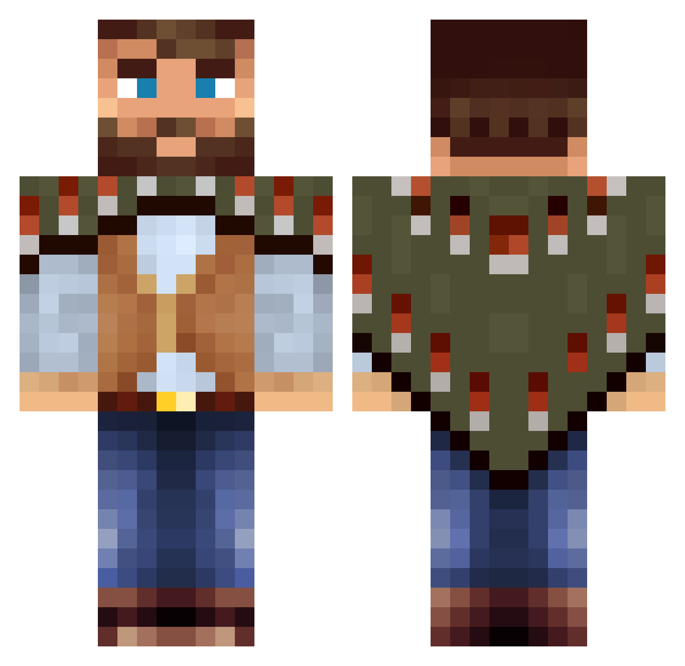HjalleFication Minecraft skin, front and back view
