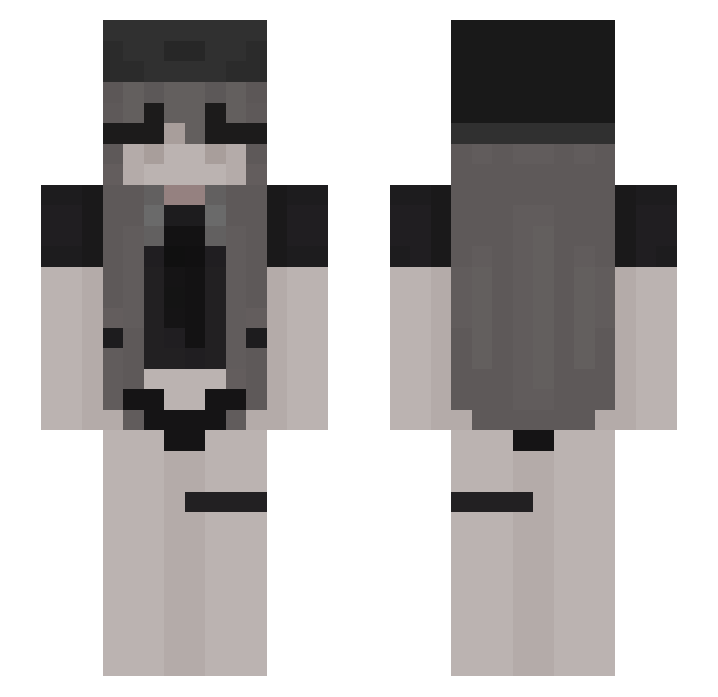 B3BRANUXA Minecraft skin, front and back view