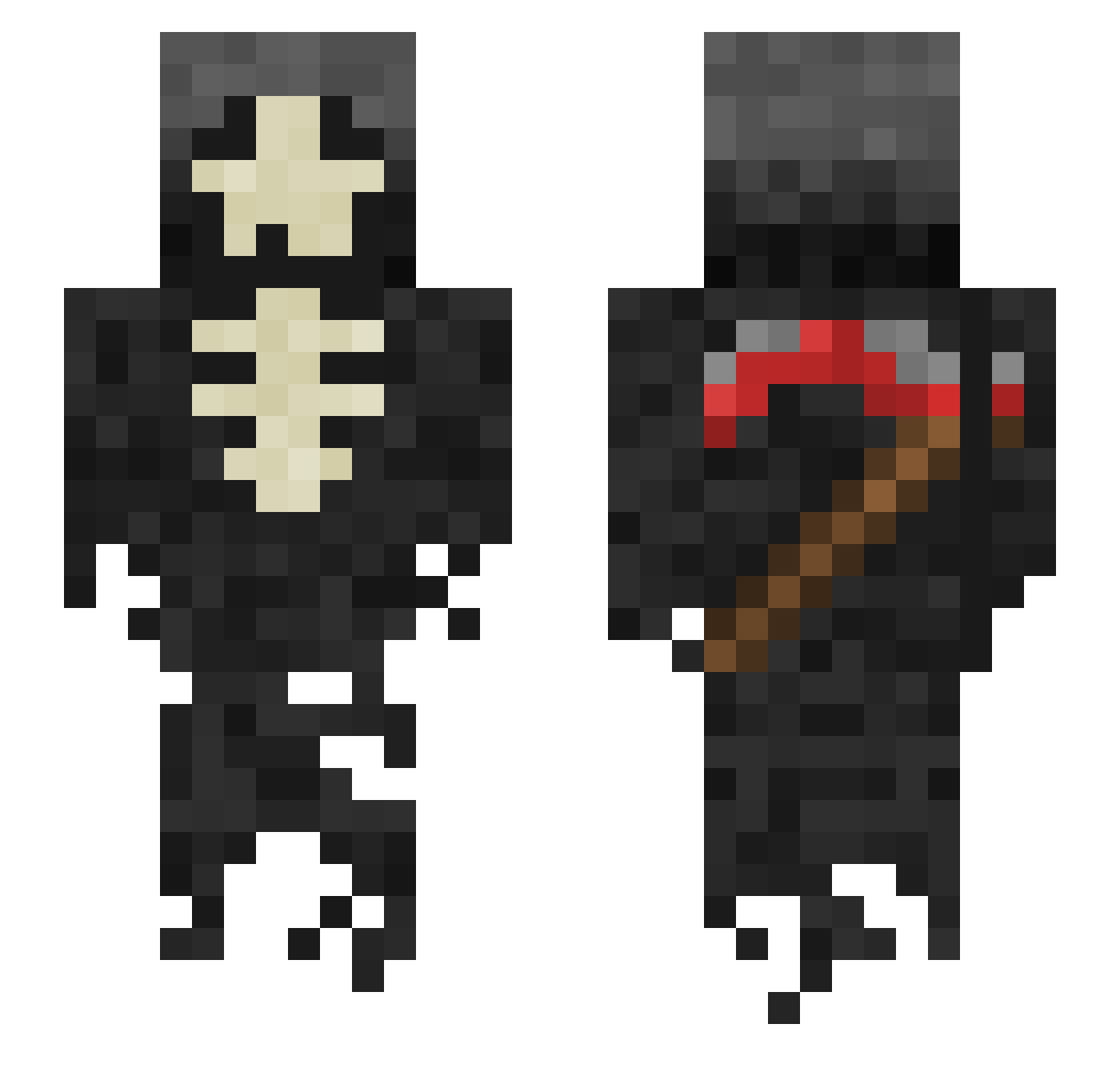 Qroh Minecraft skin, front and back view