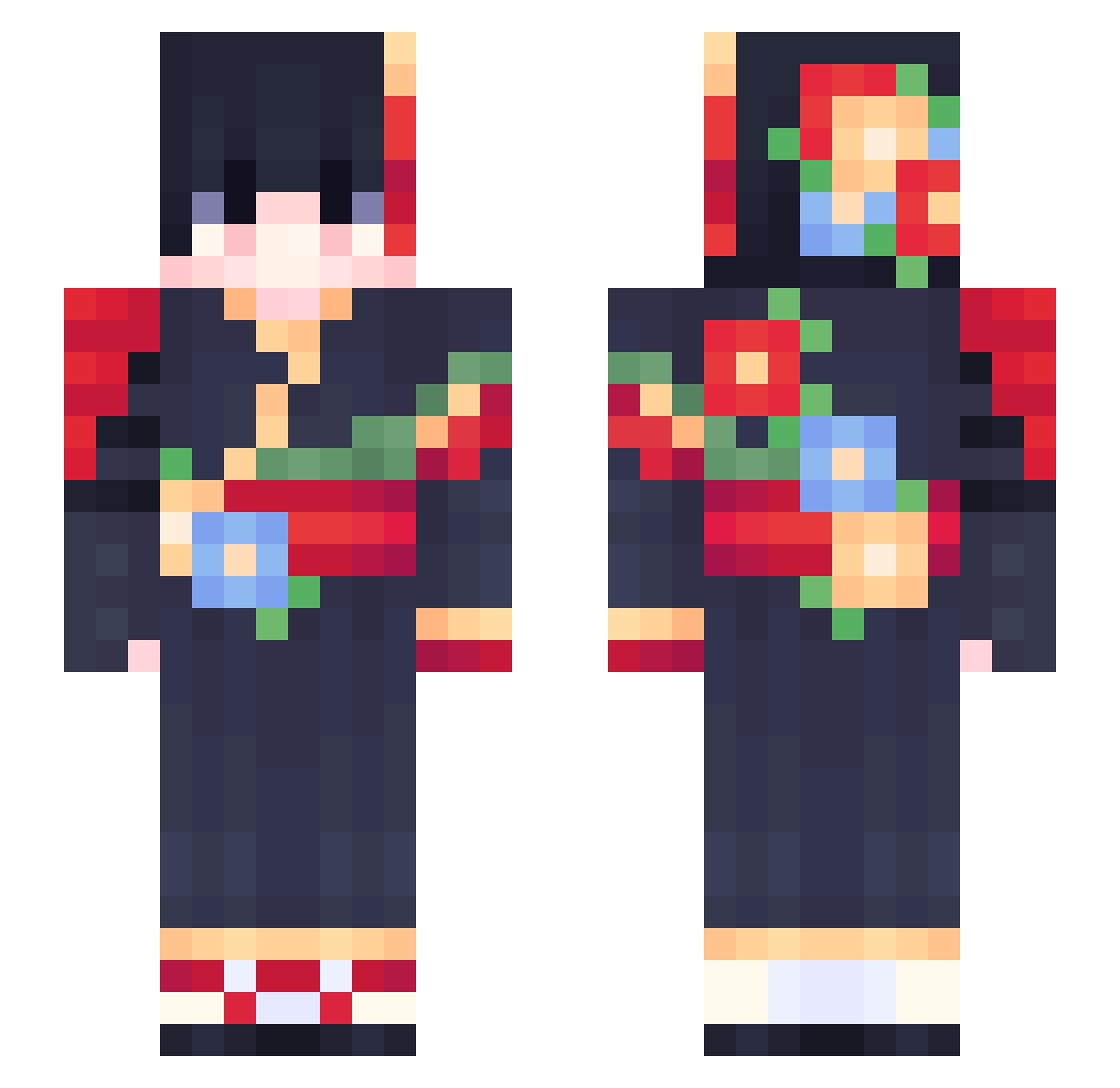 XelaDirck Minecraft skin, front and back view