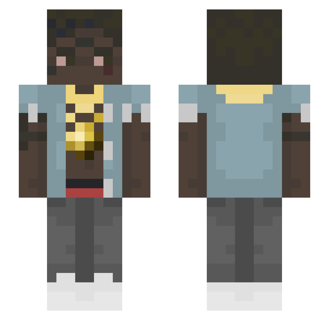 pvli Minecraft skin, front and back view