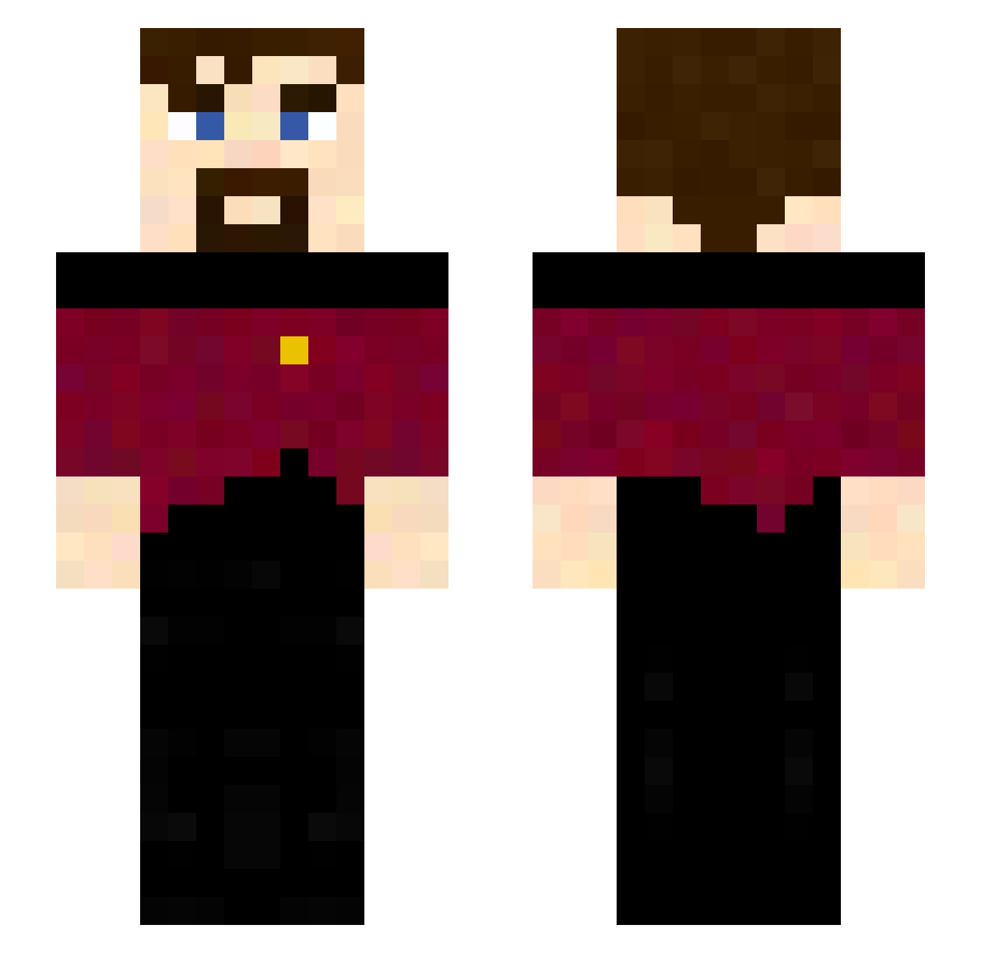 Vulcanologist Minecraft skin, front and back view