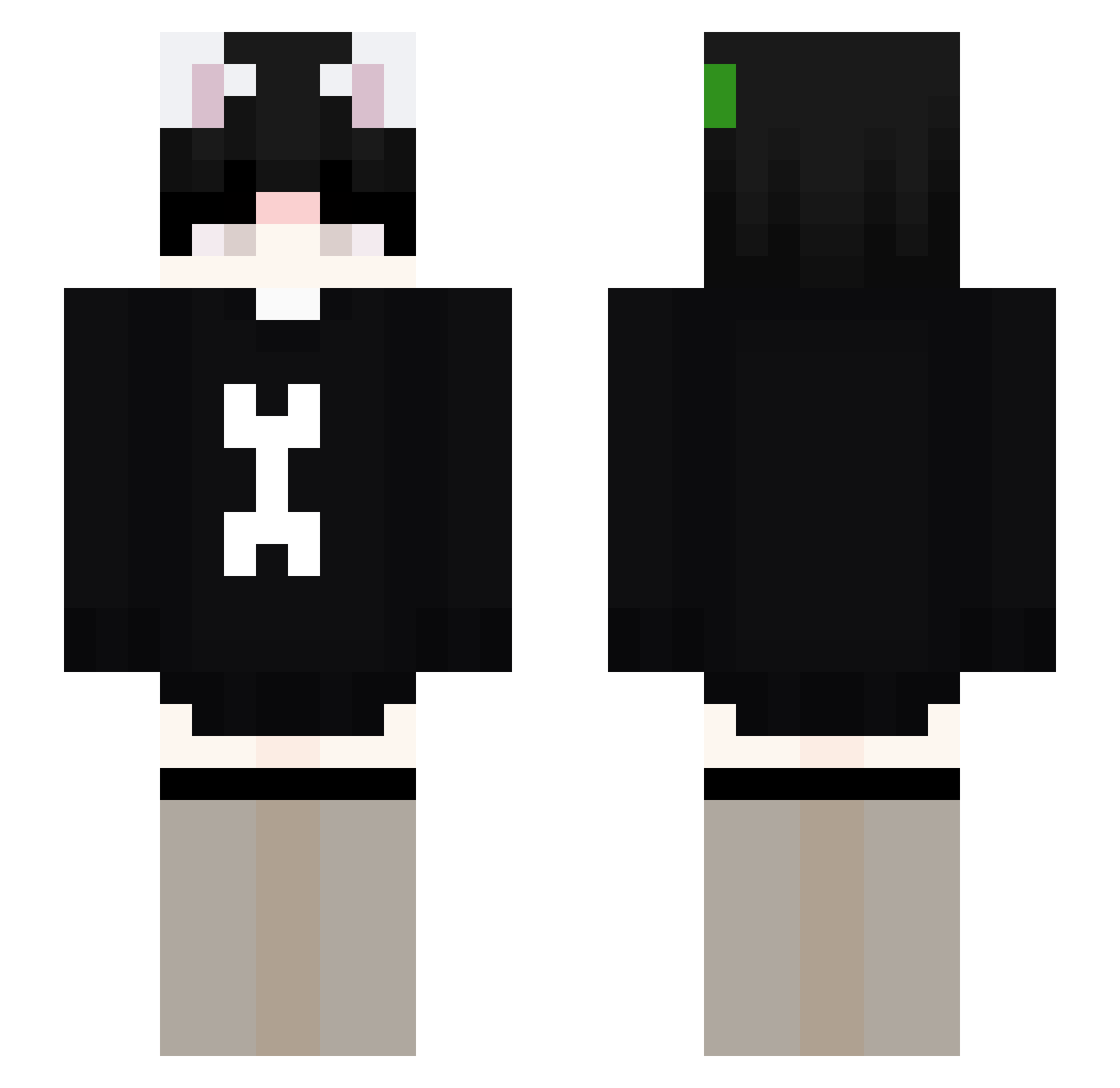 RobotCatMan Minecraft skin, front and back view