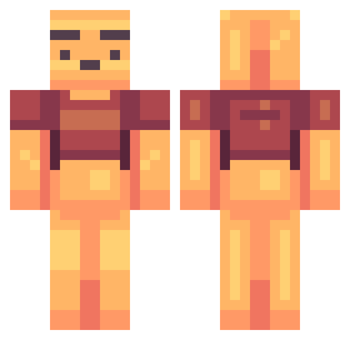 ViniPuhhh Minecraft skin, front and back view