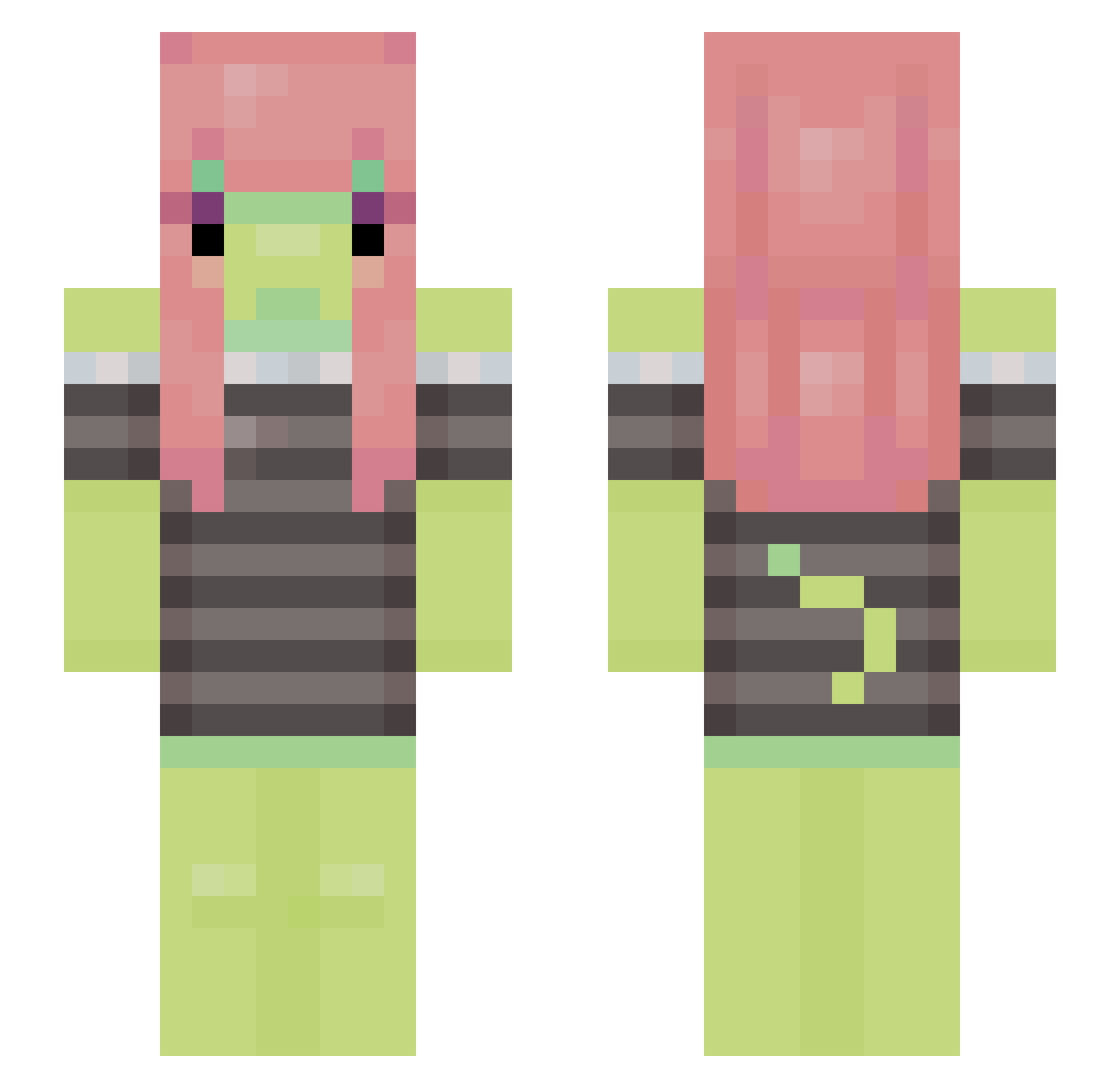 Magentia Minecraft skin, front and back view