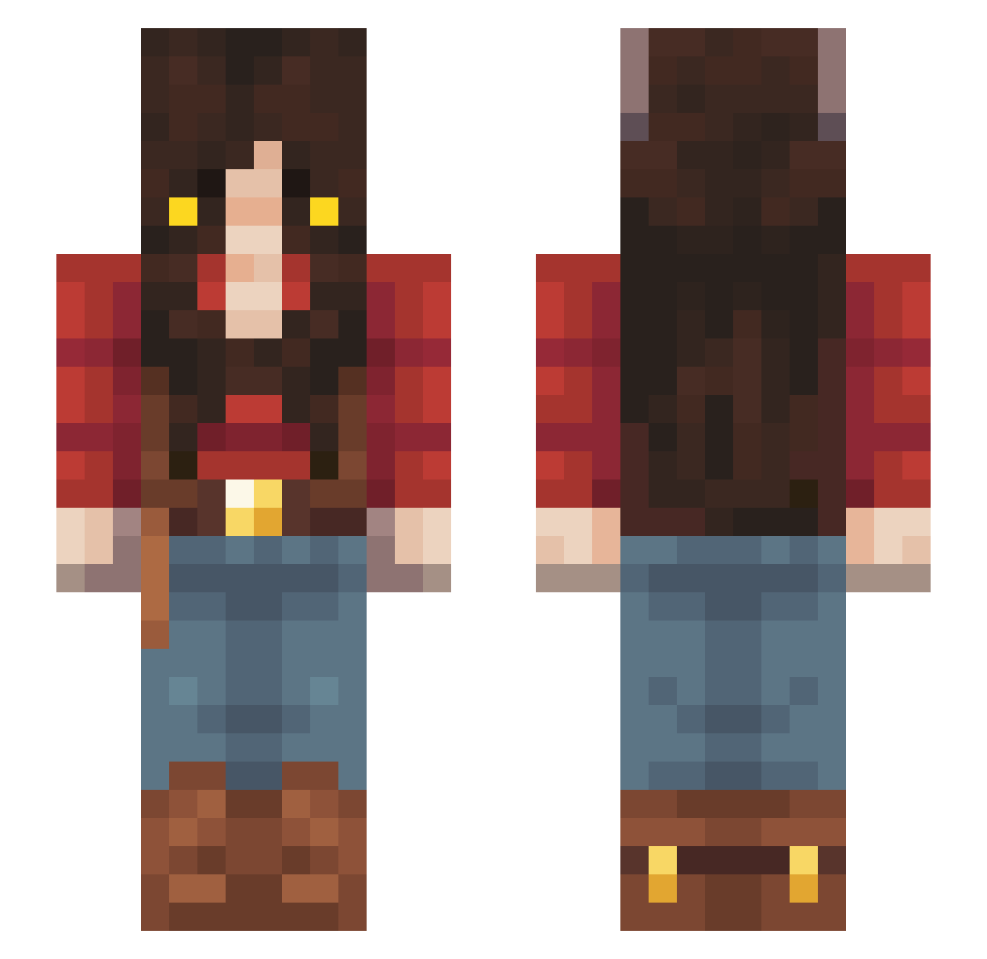 zzzinz Minecraft skin, front and back view