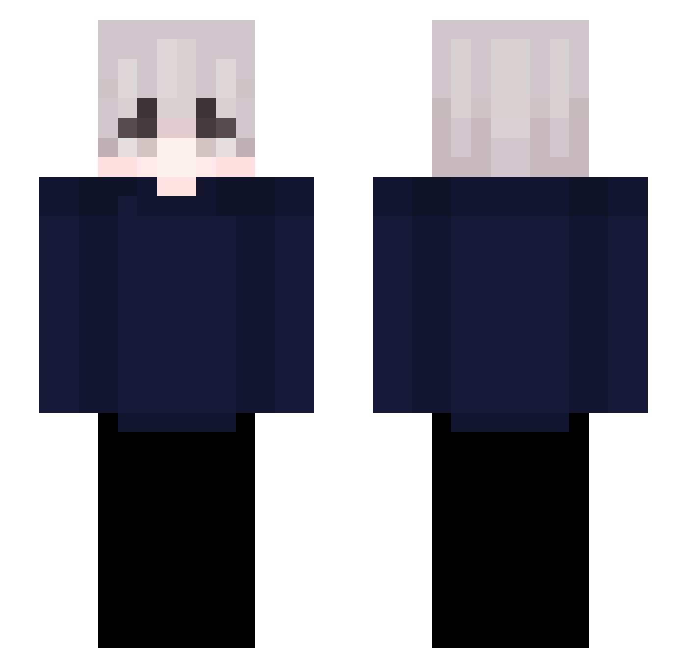 vBed Minecraft skin, front and back view