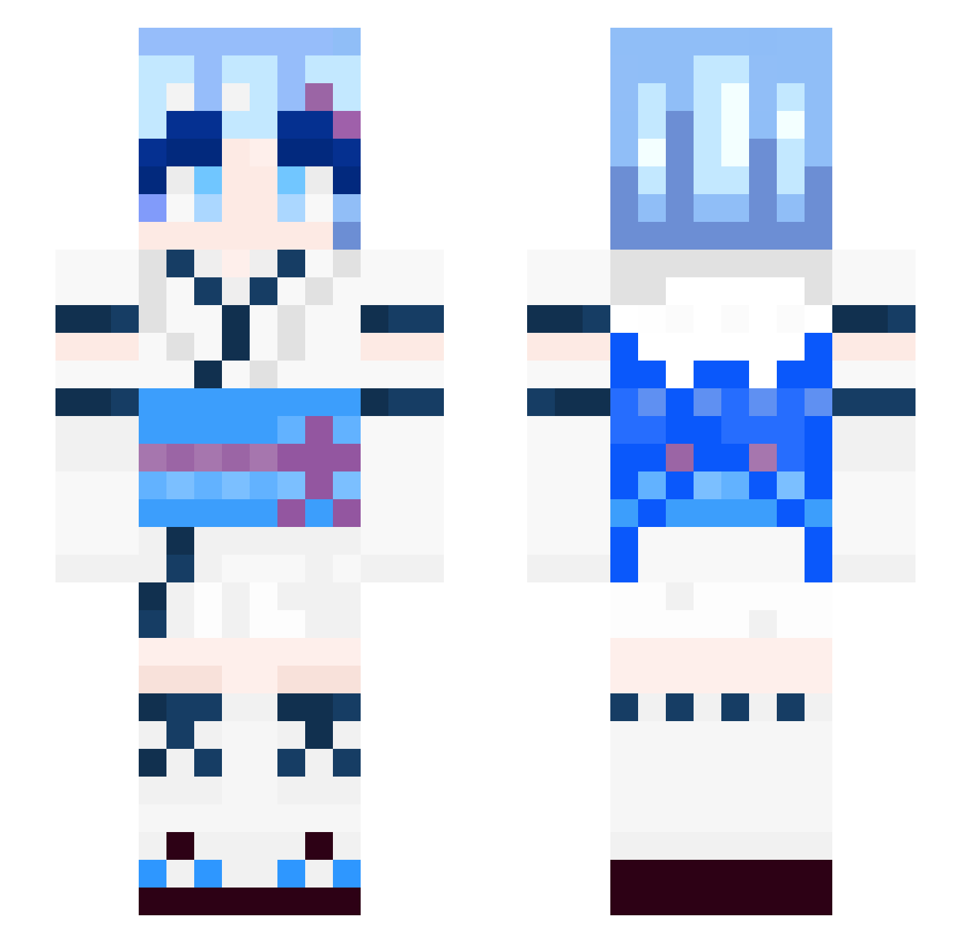 AmIJustPlatinum Minecraft skin, front and back view