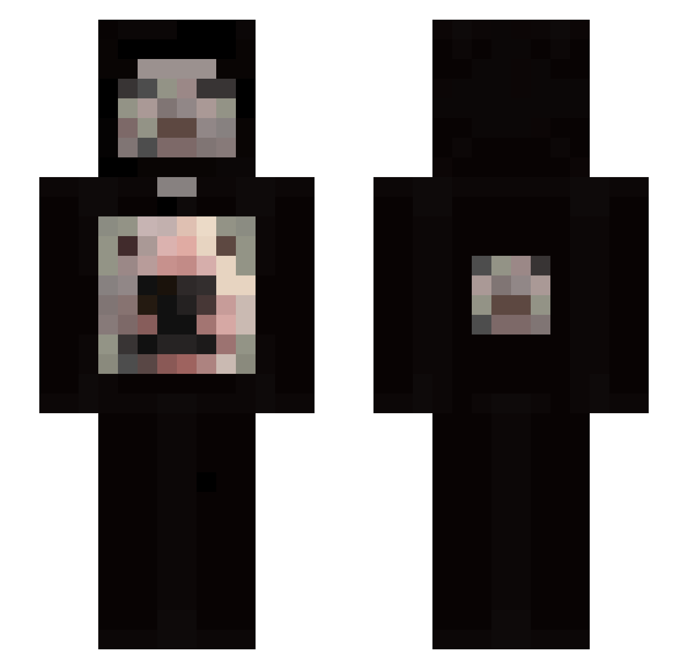DVRL Minecraft skin, front and back view