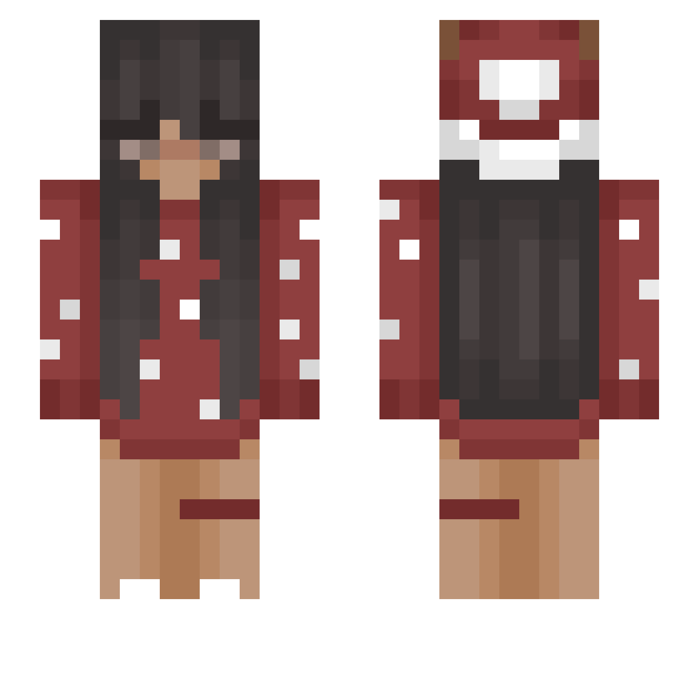 Snana Minecraft skin, front and back view