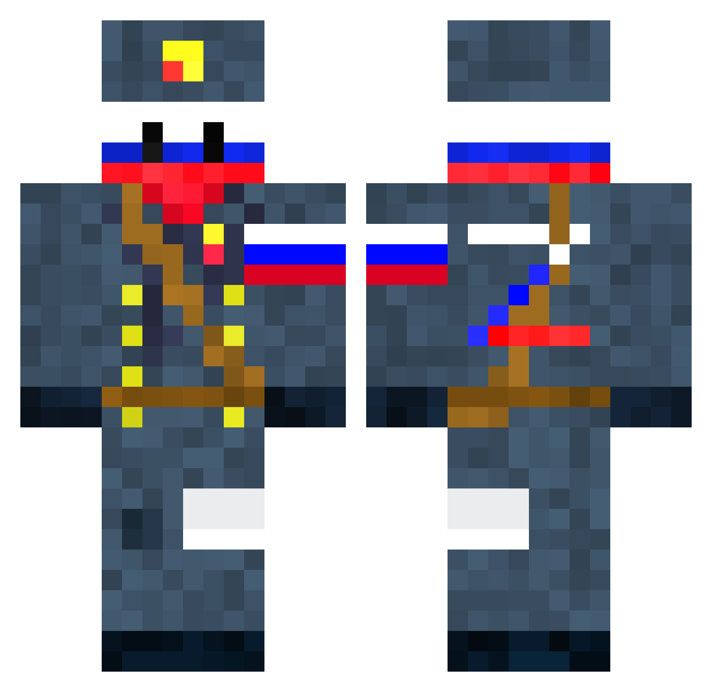 Diverr Minecraft skin, front and back view