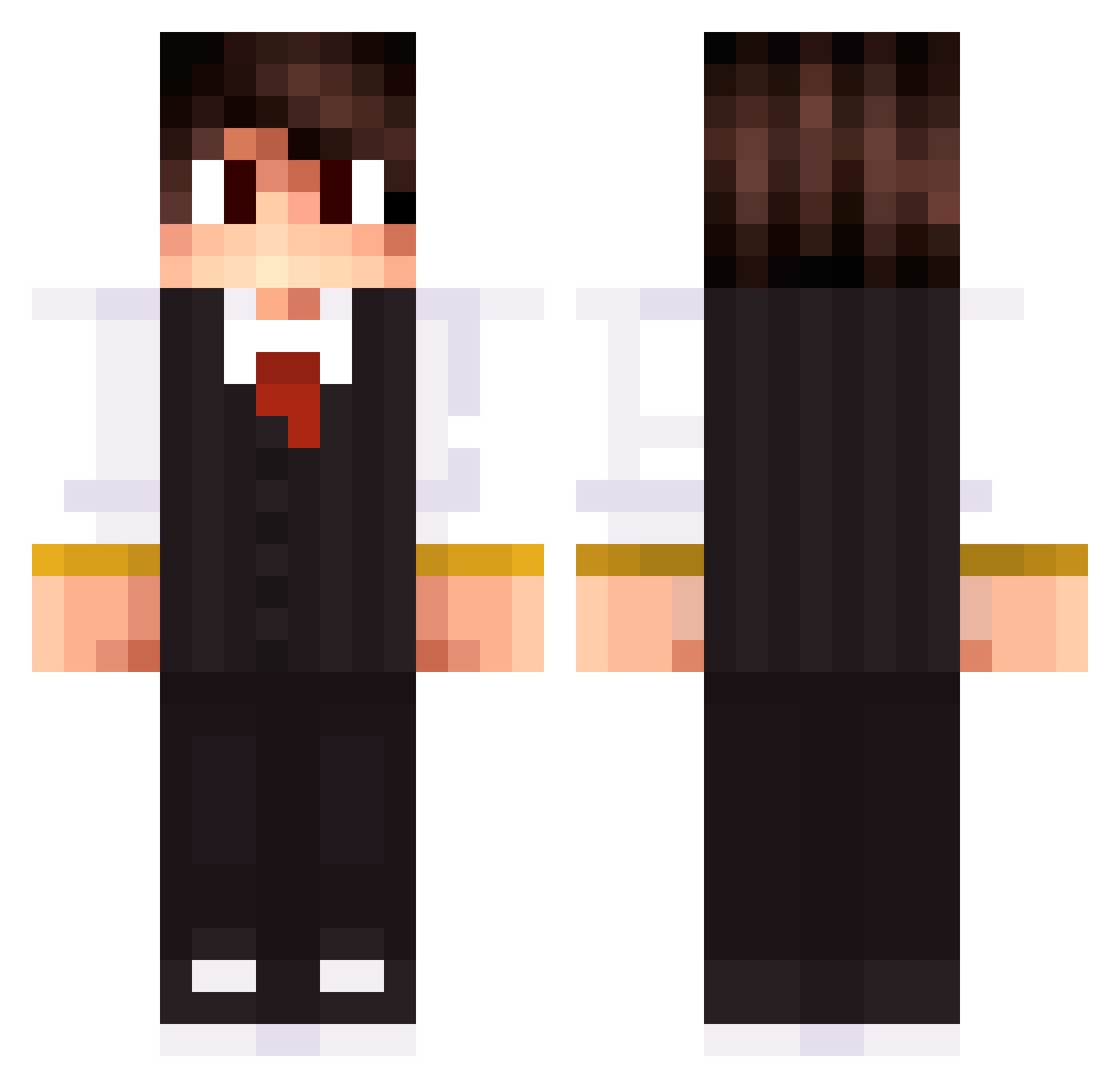 MrMuzip Minecraft skin, front and back view
