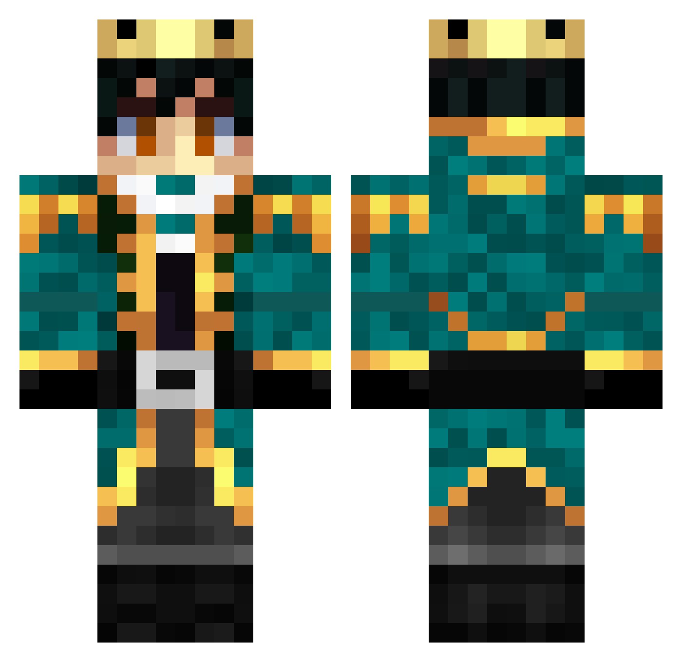 SyntheticDesign Minecraft skin, front and back view