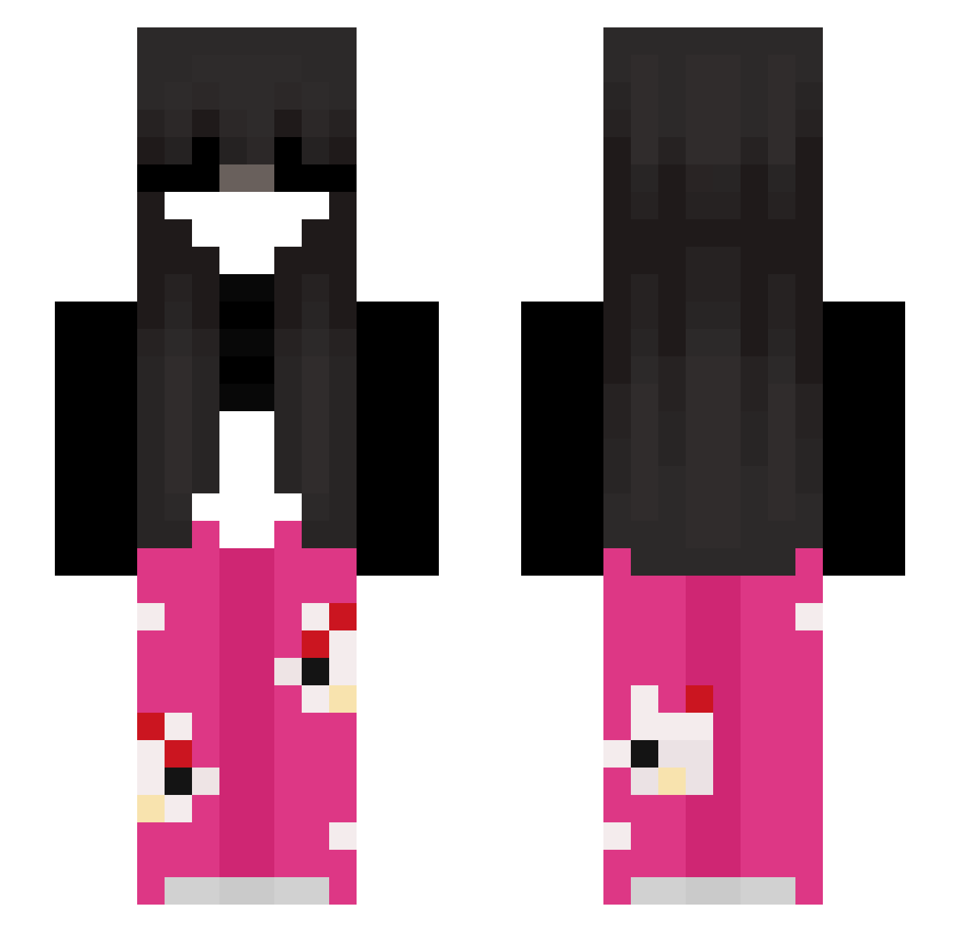 Toxicbxby Minecraft skin, front and back view