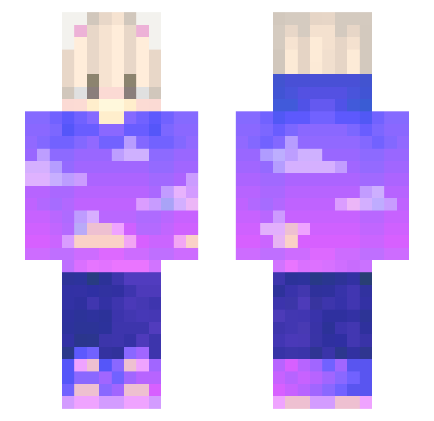 qivexw Minecraft skin, front and back view