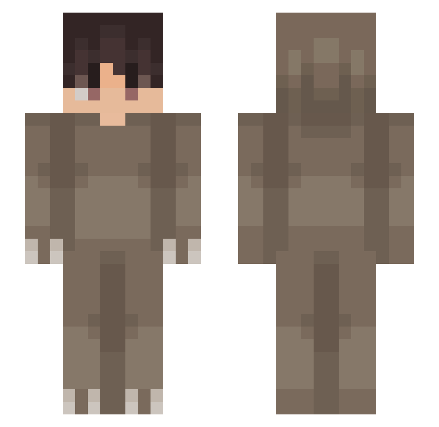 sqcko Minecraft skin, front and back view