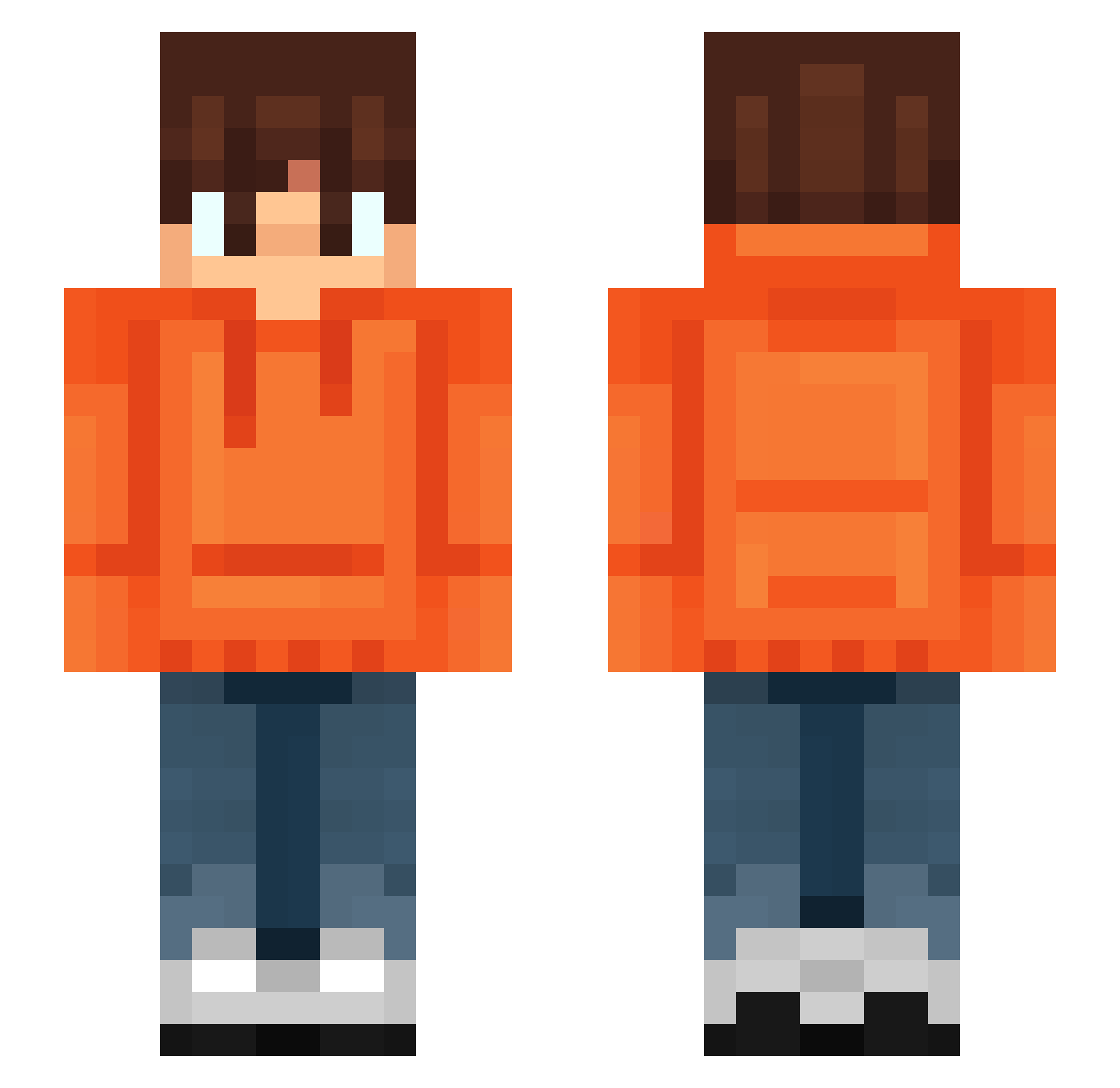 WARRIORSHAHEER Minecraft skin, front and back view