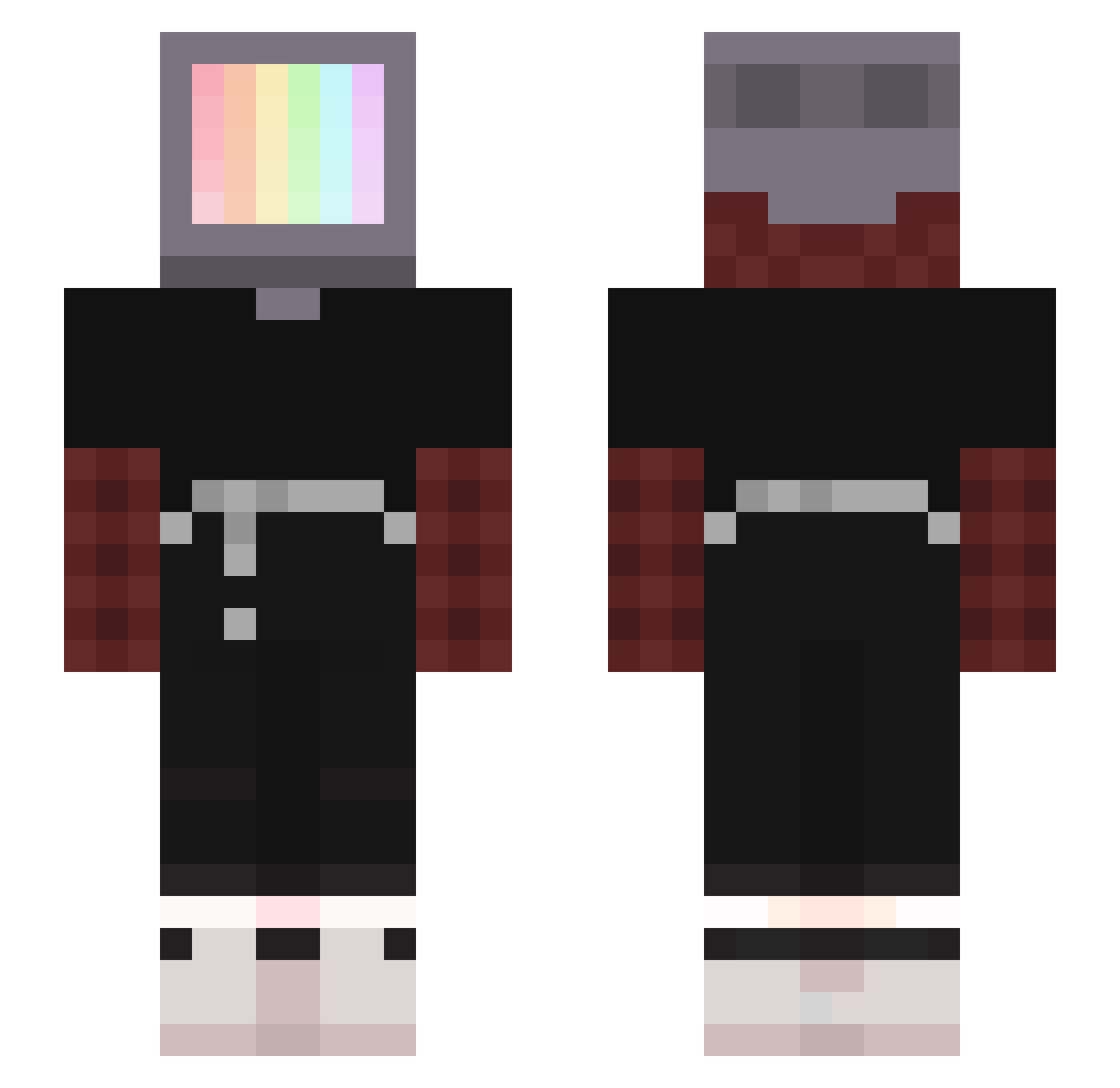 DimeBrii Minecraft skin, front and back view