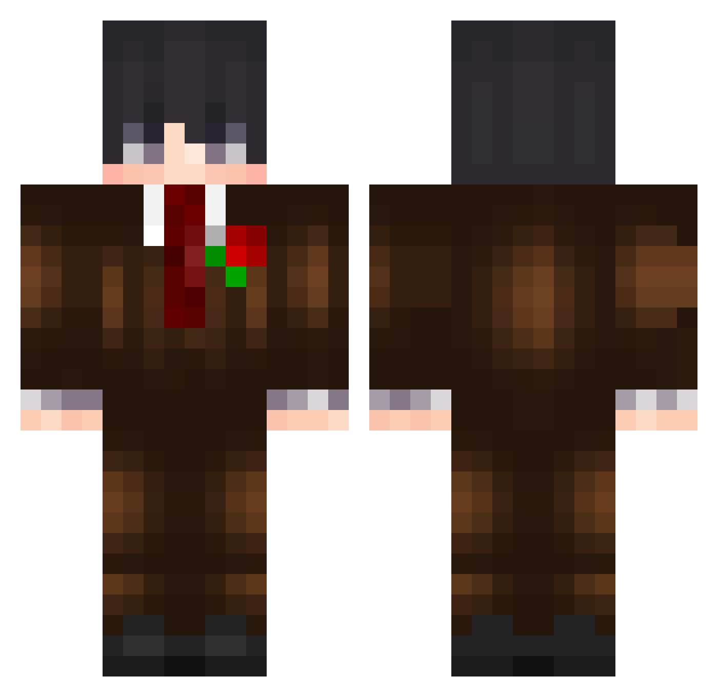 JustCovey Minecraft skin, front and back view