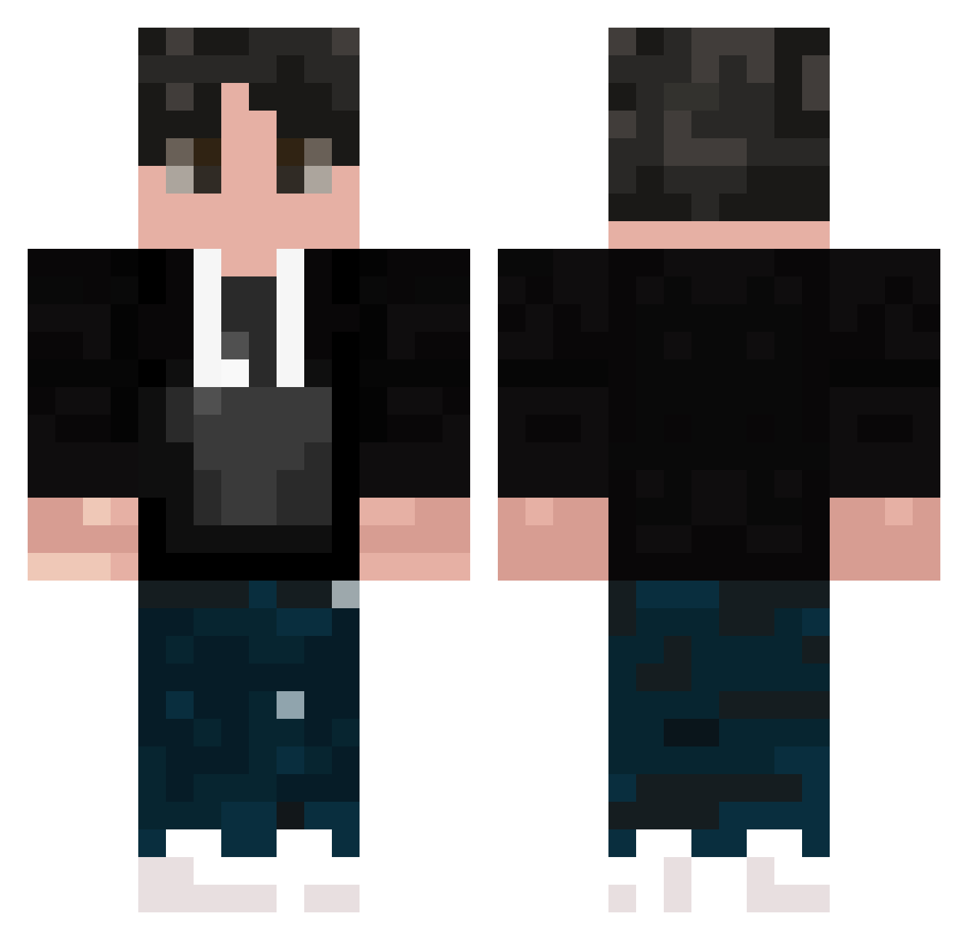 Mogusguy Minecraft skin, front and back view