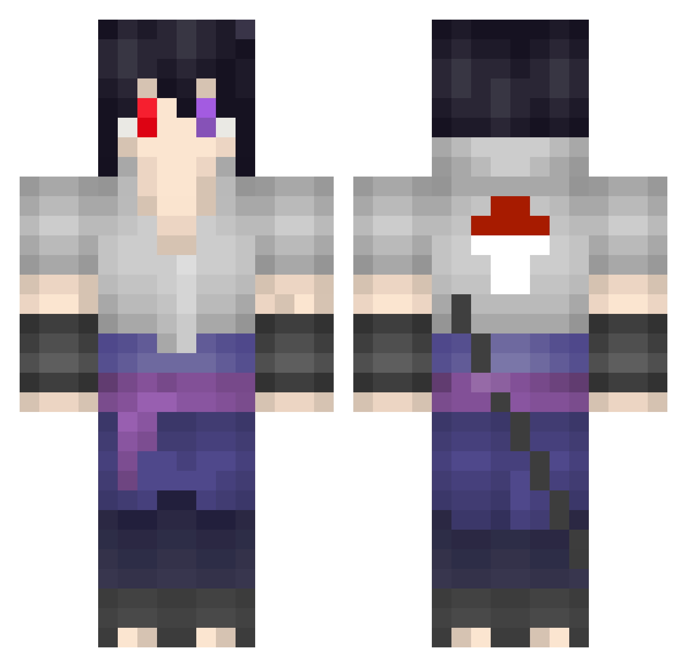 Indyp1p1 Minecraft skin, front and back view