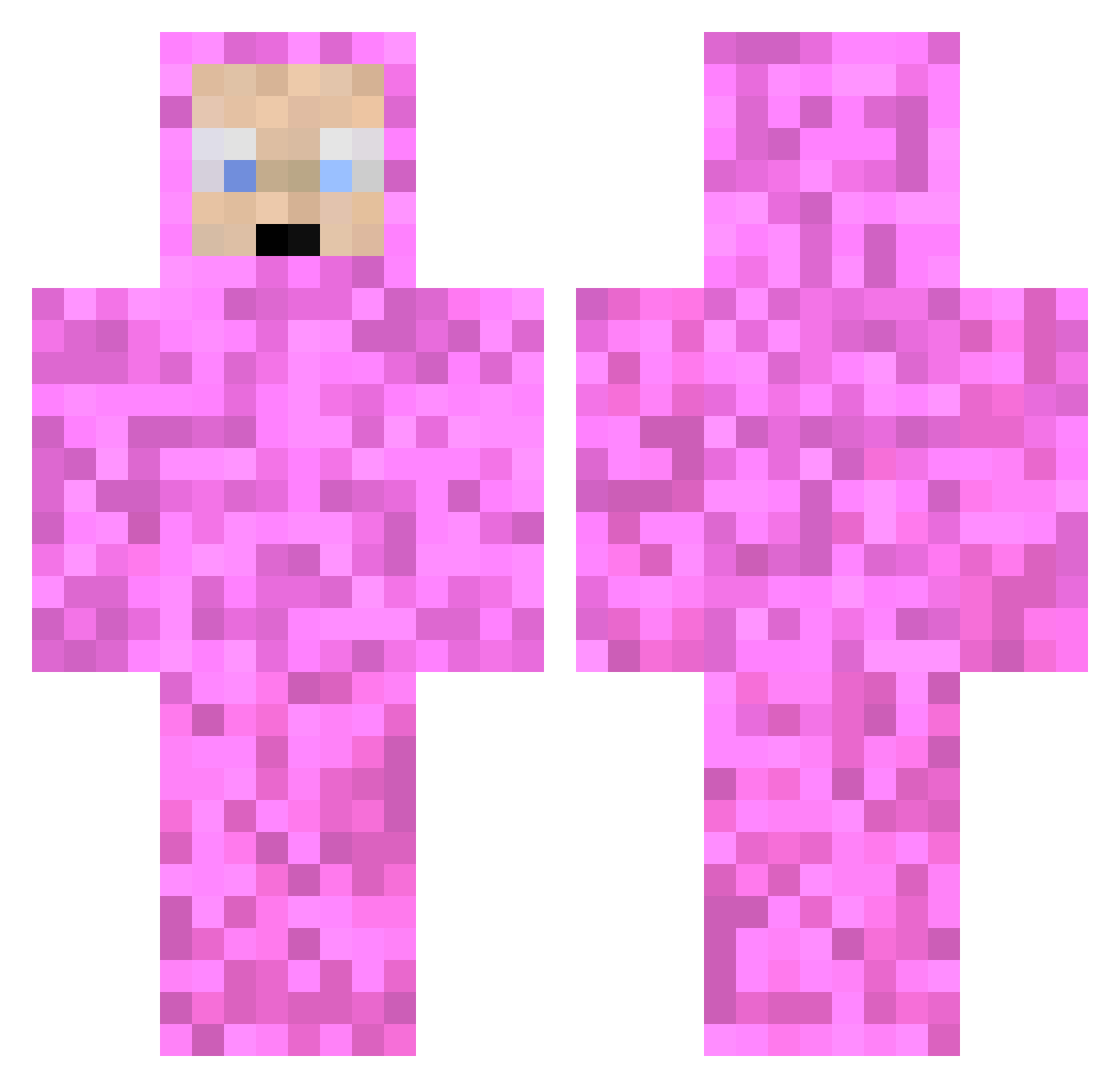 Meeklad Minecraft skin, front and back view