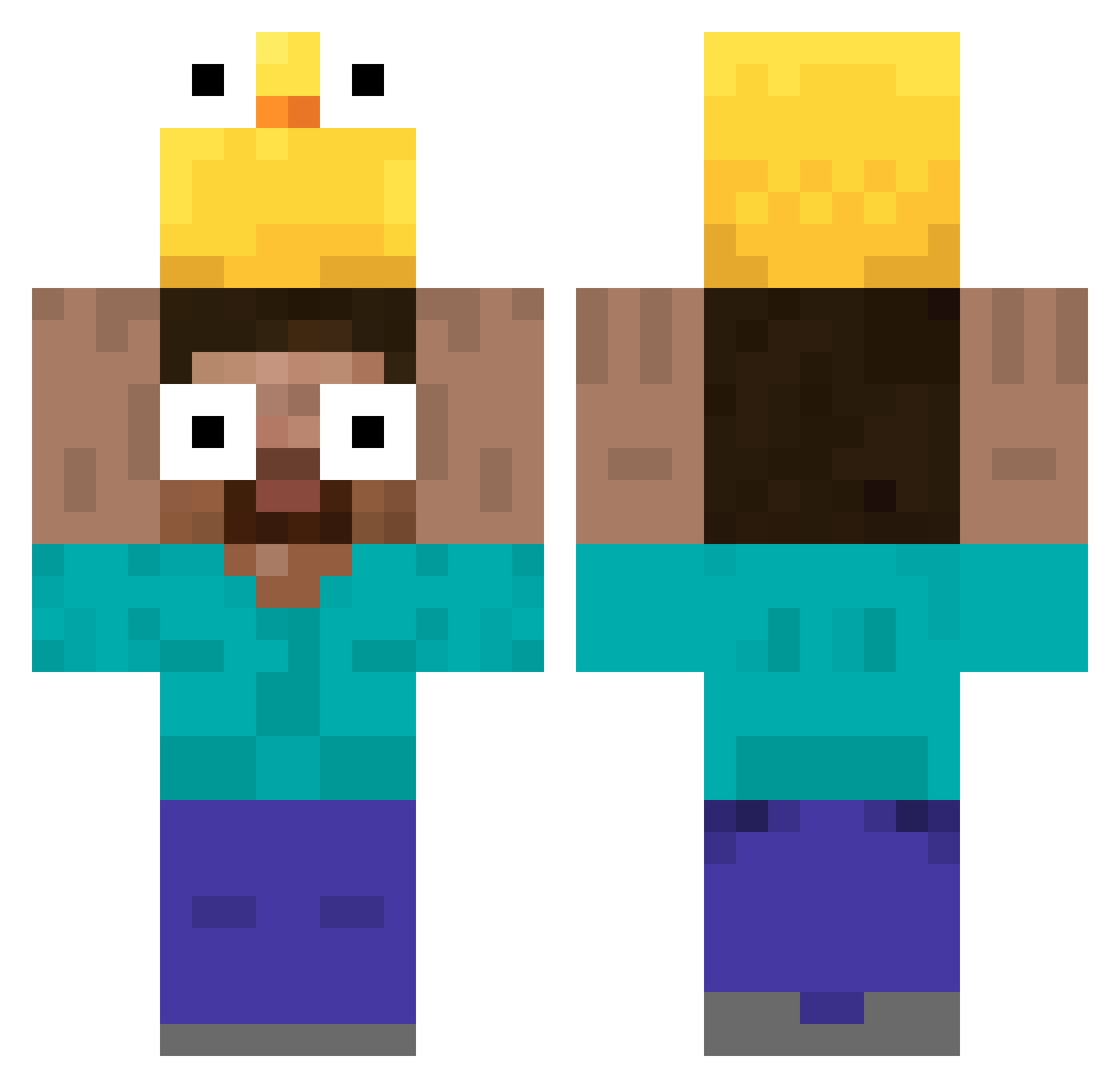 vomea Minecraft skin, front and back view