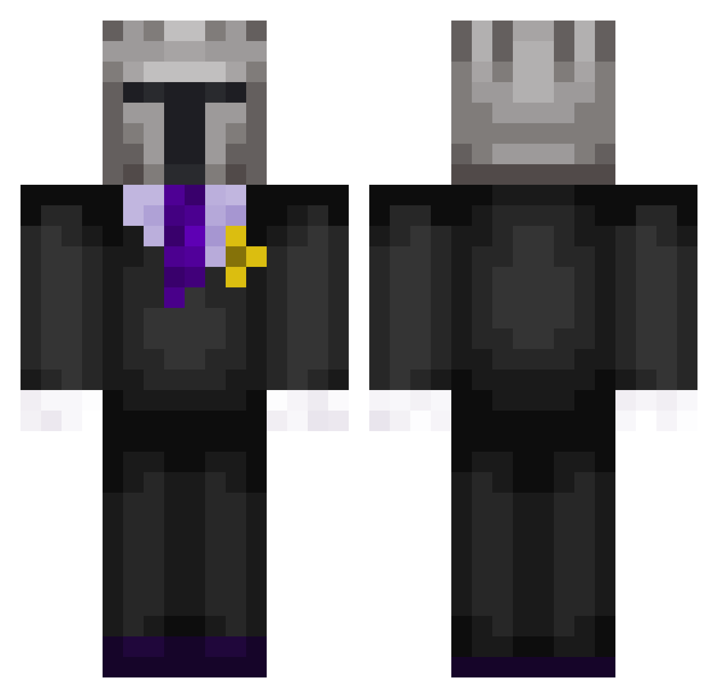 technocrain Minecraft skin, front and back view