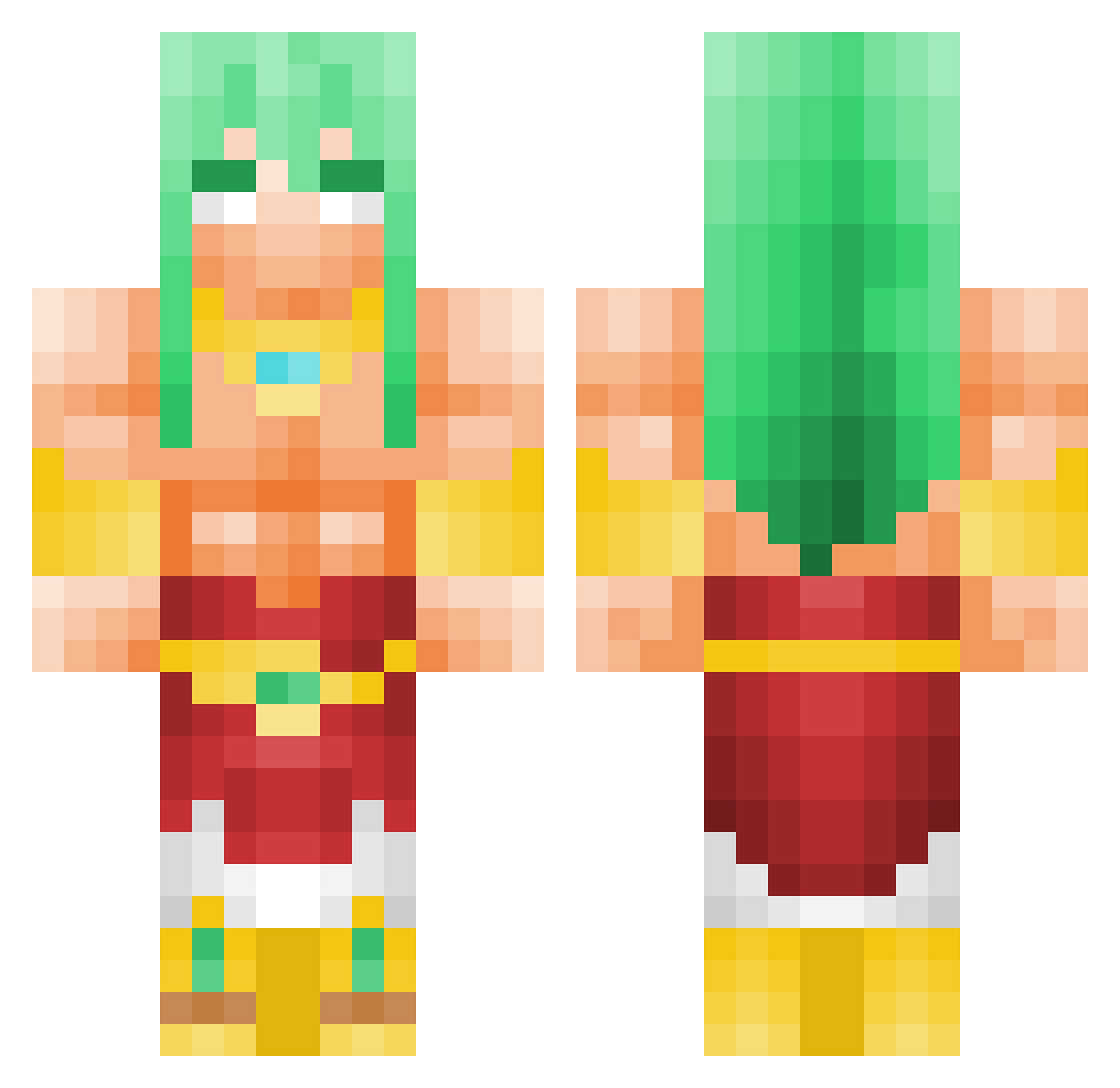 RyoHawx Minecraft skin, front and back view