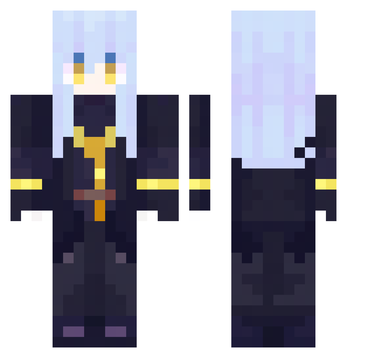 BlankNo1 Minecraft skin, front and back view
