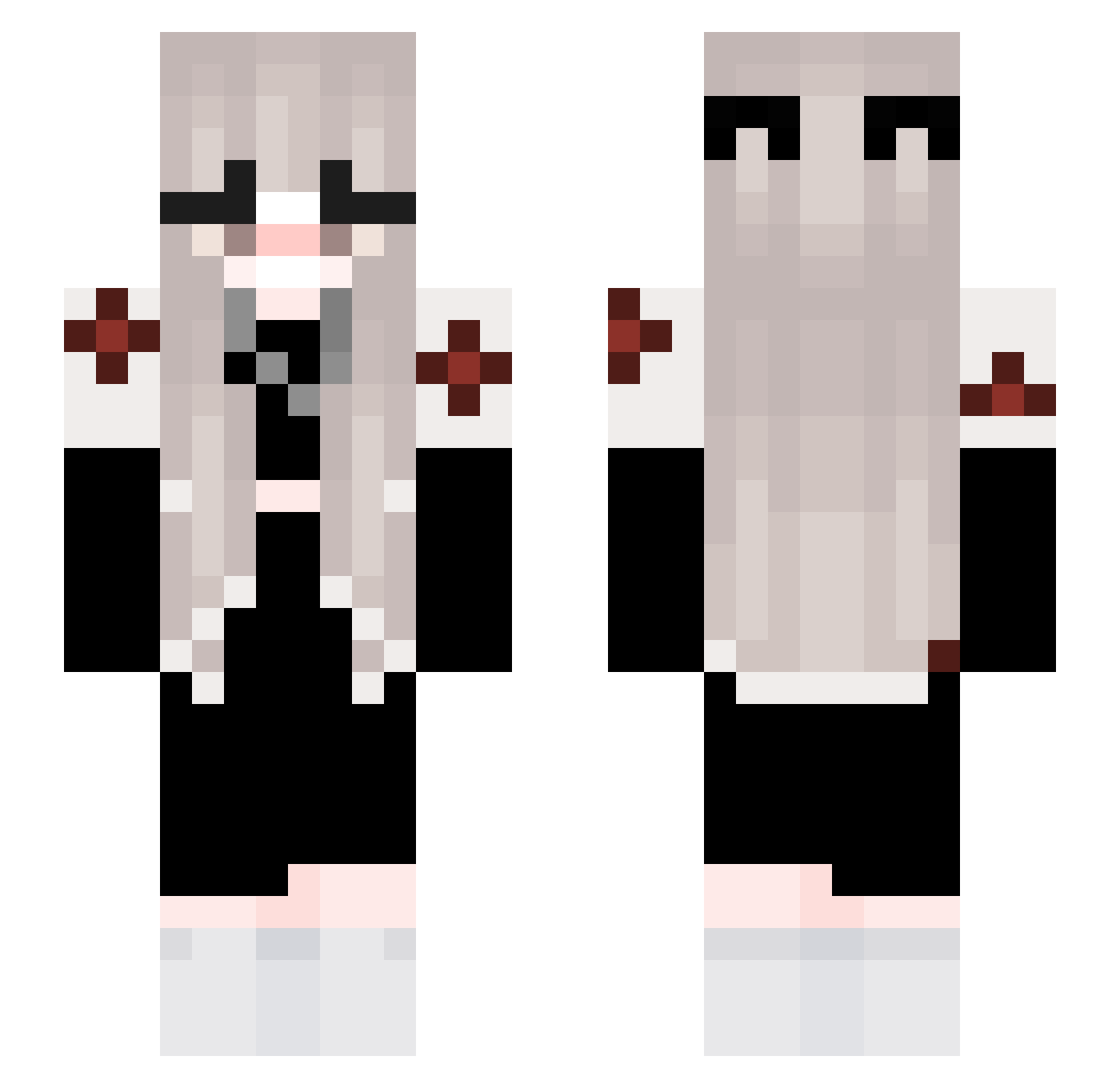 0Meliina Minecraft skin, front and back view