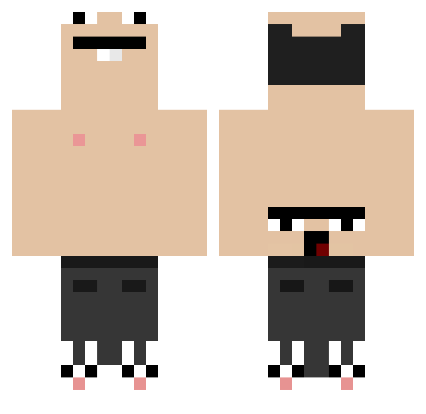 6ezz Minecraft skin, front and back view