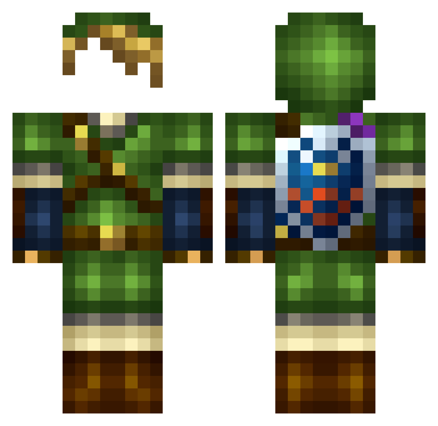 Trasses Minecraft skin, front and back view