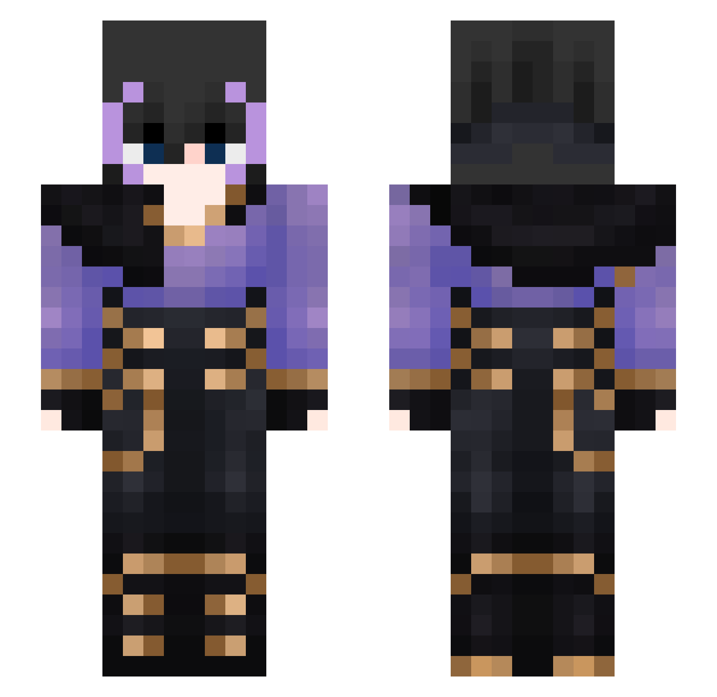 Shiiikyu Minecraft skin, front and back view
