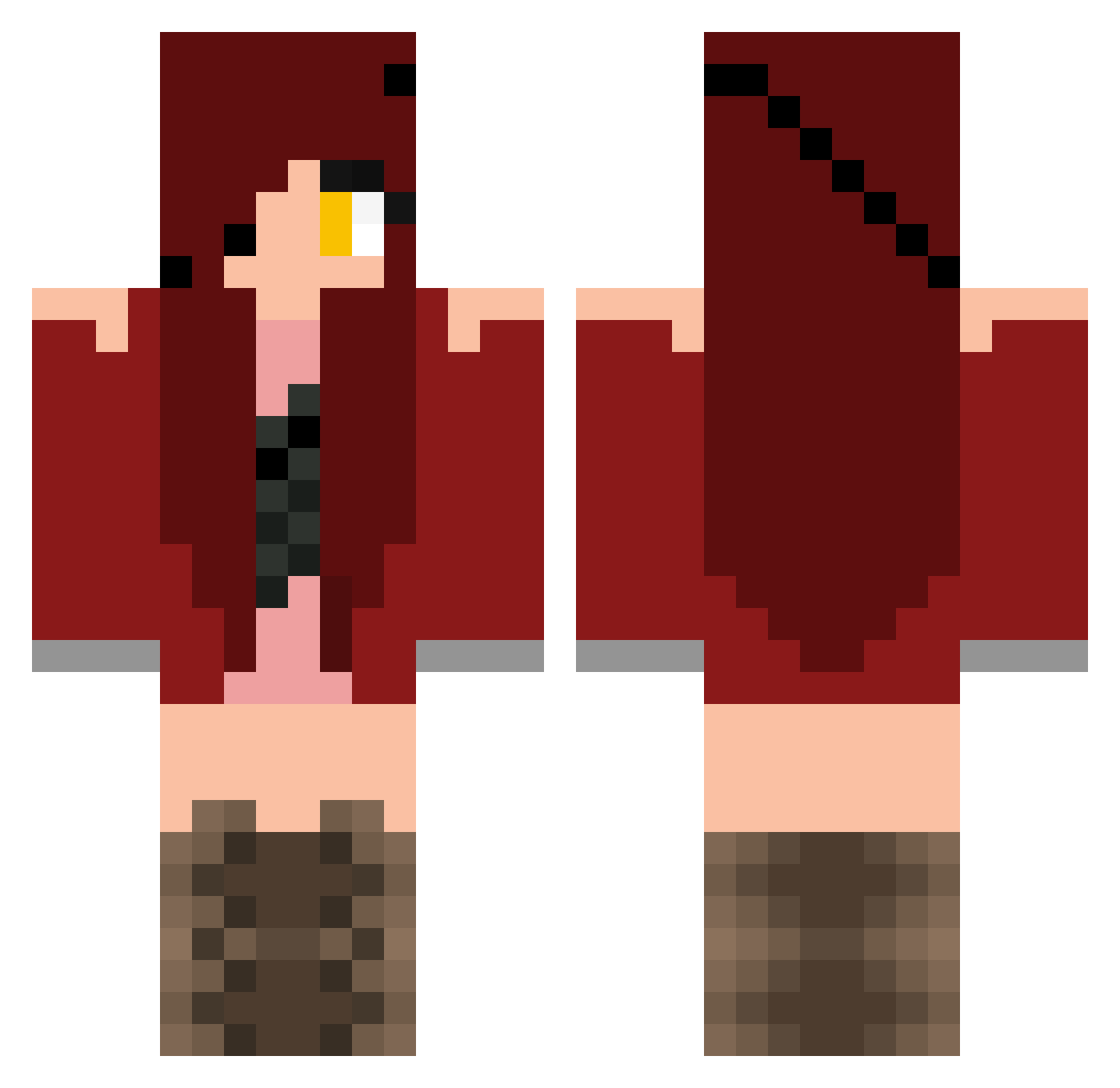 Emeline Minecraft skin, front and back view