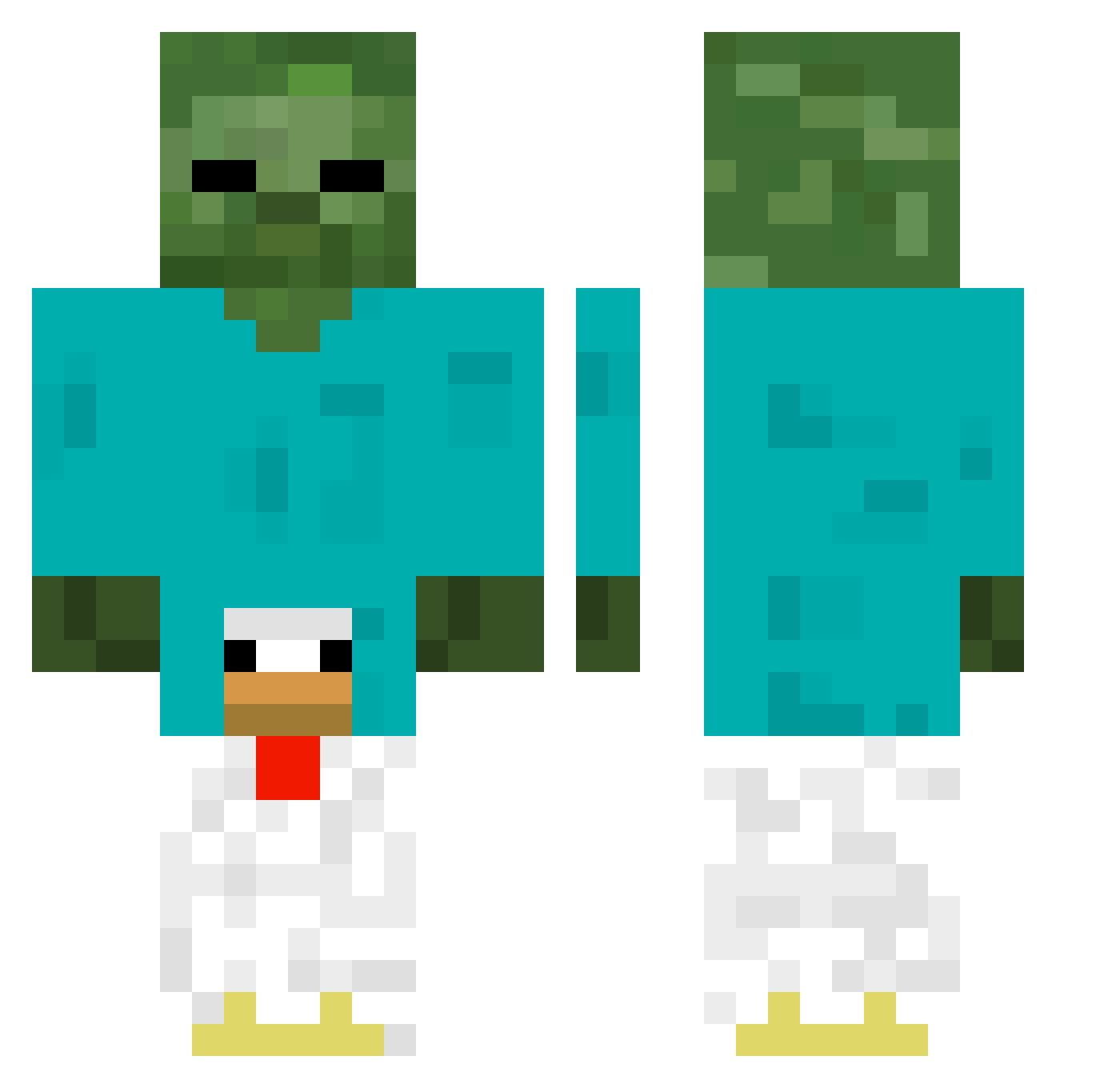 Hibot65 Minecraft skin, front and back view
