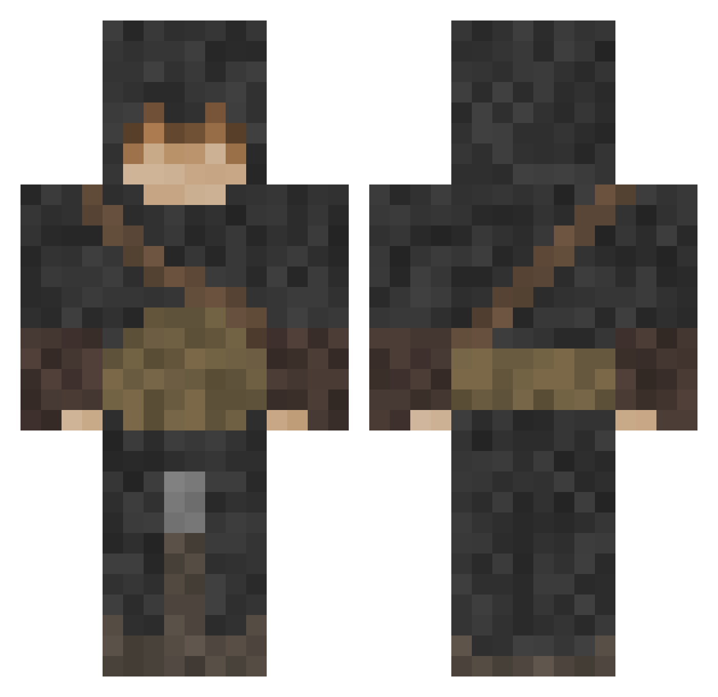 NotFlameHere Minecraft skin, front and back view