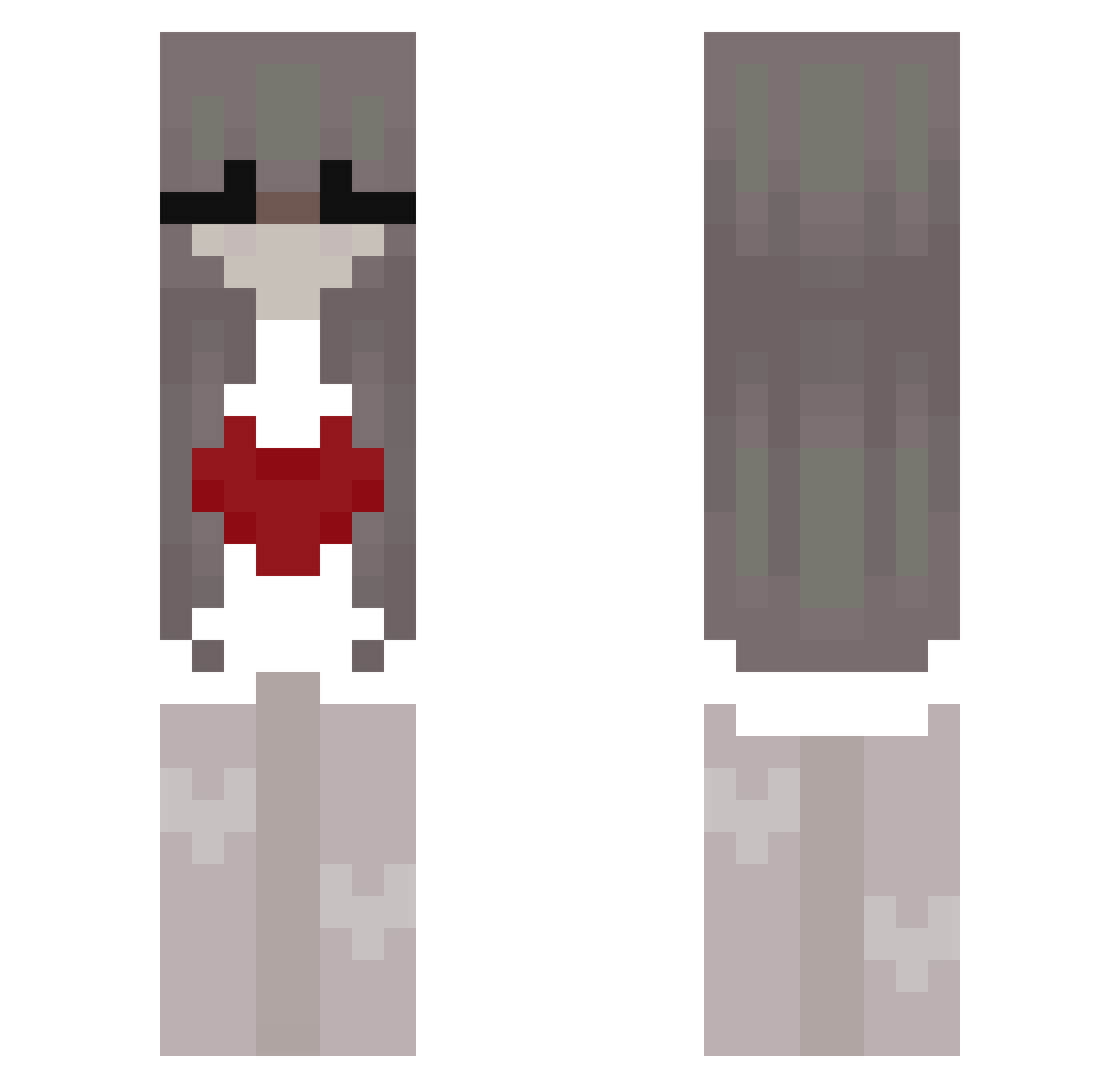 SittyKittyMitty Minecraft skin, front and back view