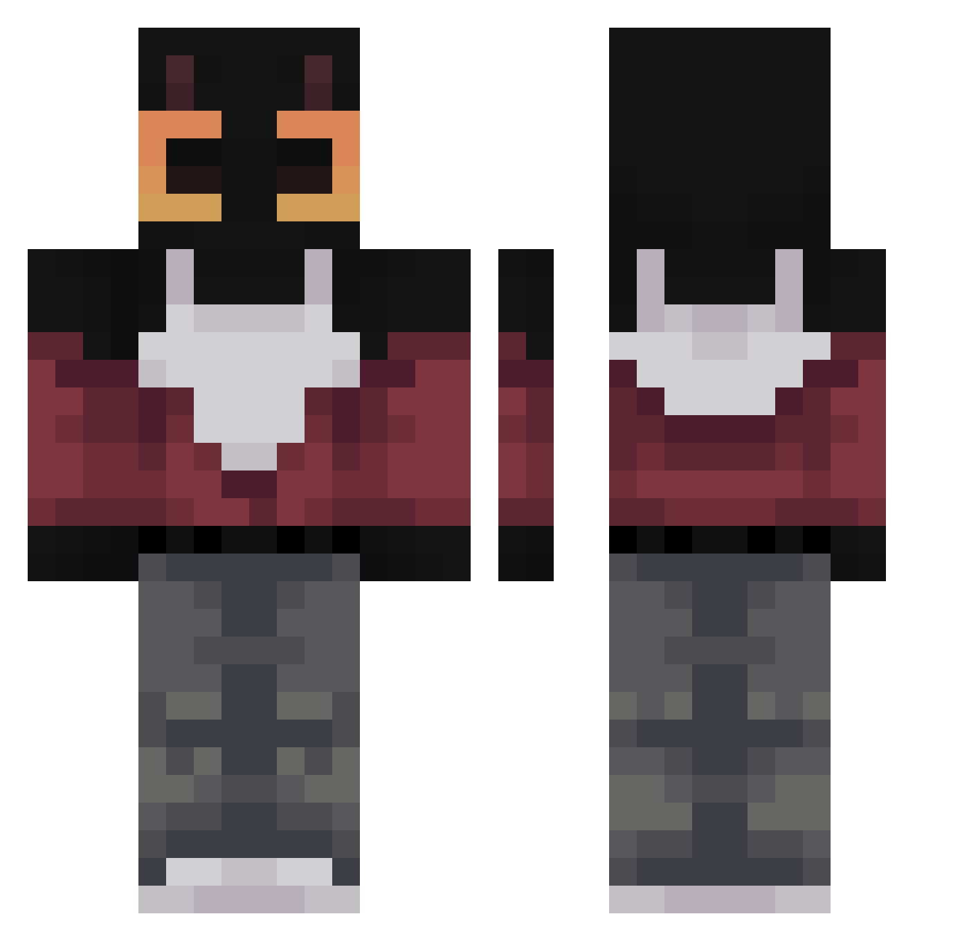 oPinguin Minecraft skin, front and back view