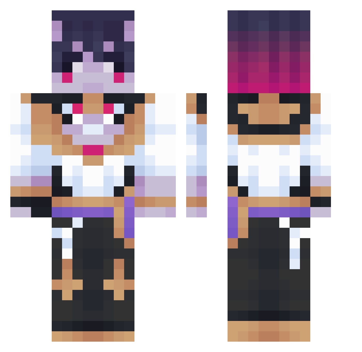 TiedBanjo585001 Minecraft skin, front and back view