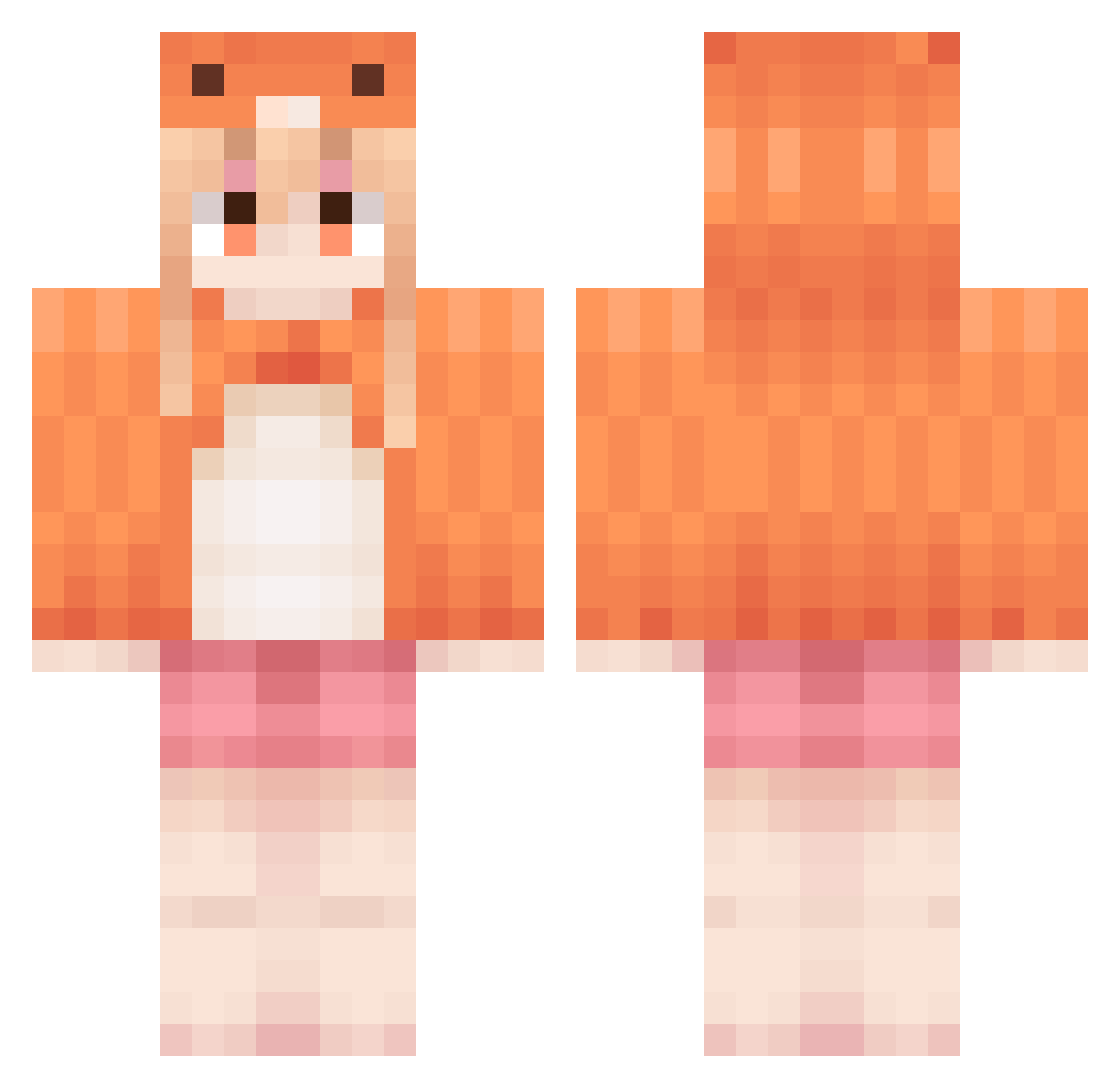 ZyHiou Minecraft skin, front and back view