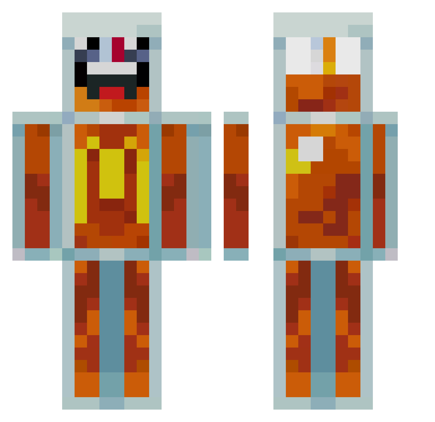 Houskavole69 Minecraft skin, front and back view