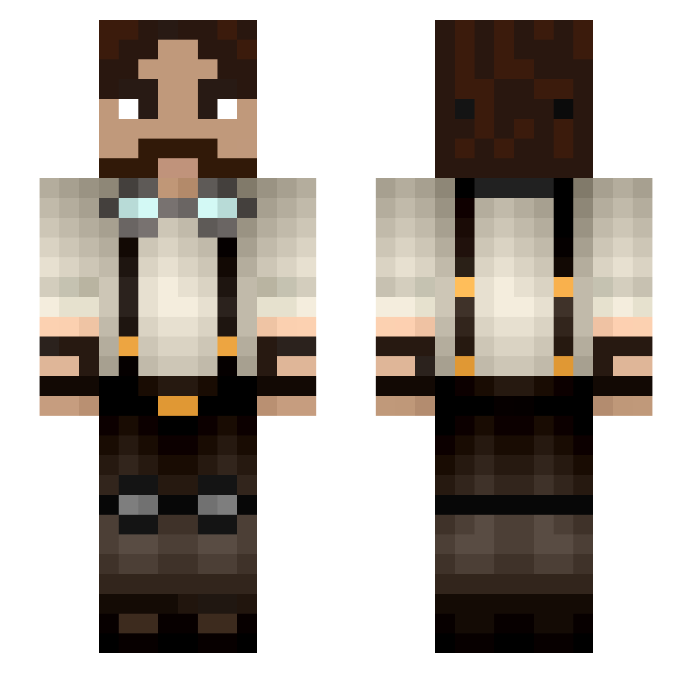 RadiatedMolecule Minecraft skin, front and back view