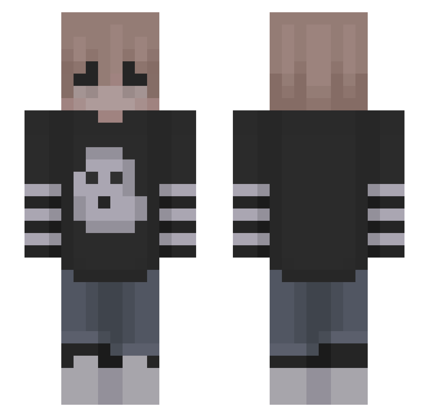 zalvekin Minecraft skin, front and back view