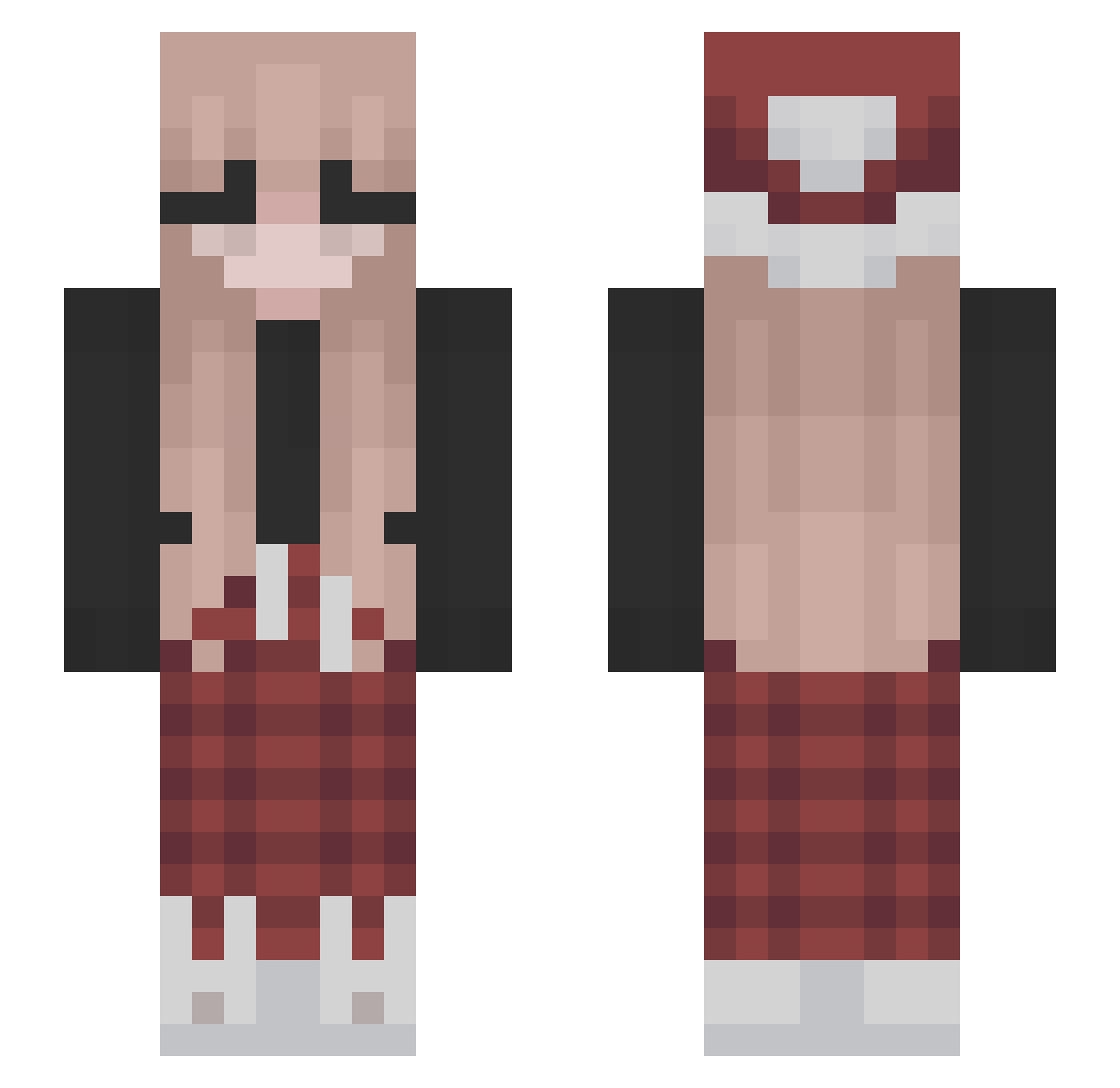 relative Minecraft skin, front and back view