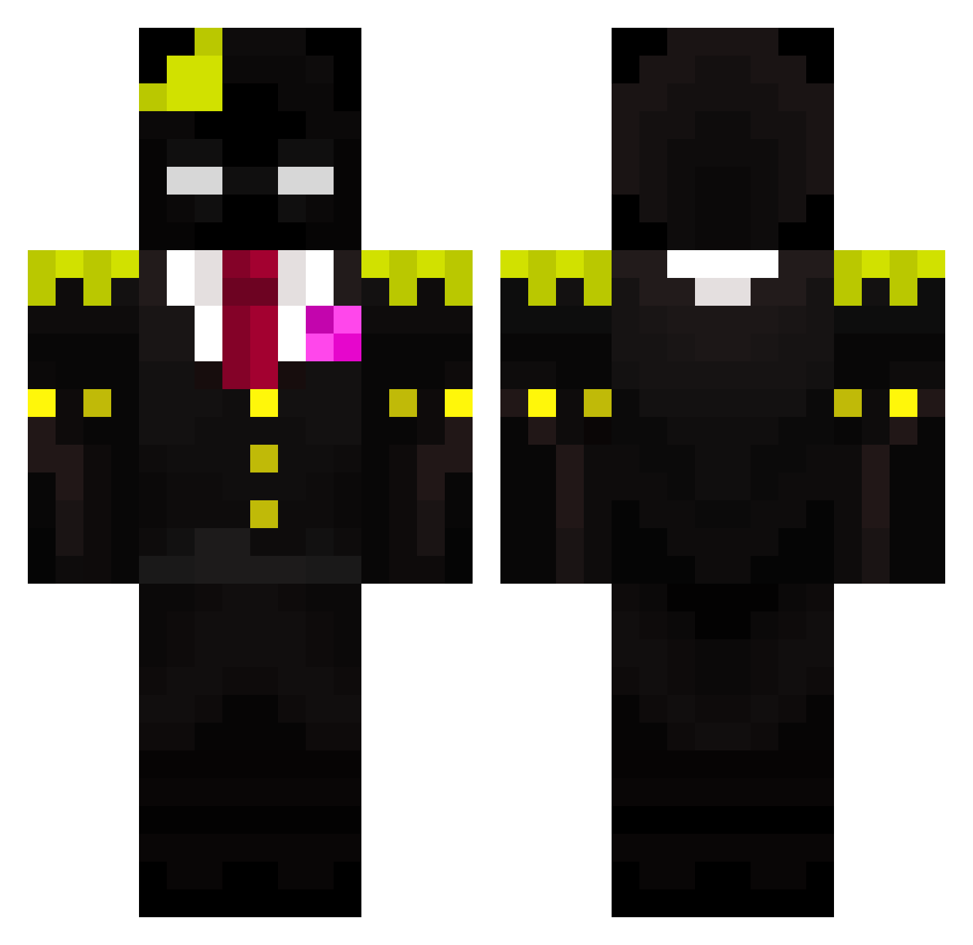 BakerooX Minecraft skin, front and back view