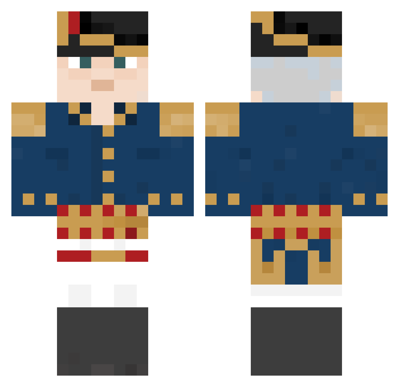StoneLD Minecraft skin, front and back view