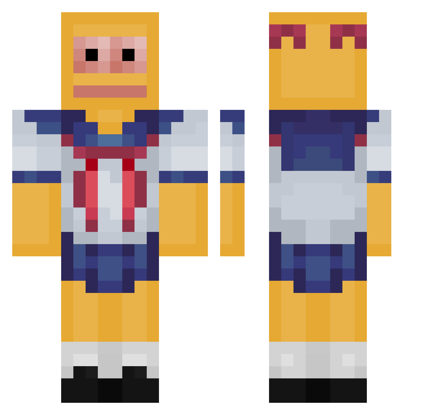 mogumogo Minecraft skin, front and back view