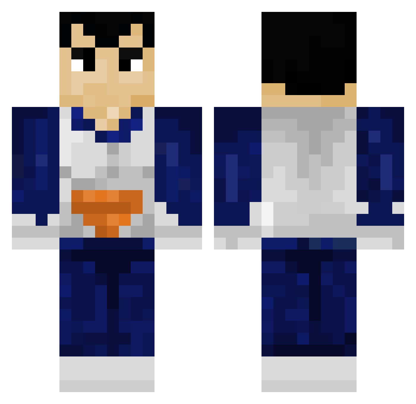 Vegeeta100 Minecraft skin, front and back view